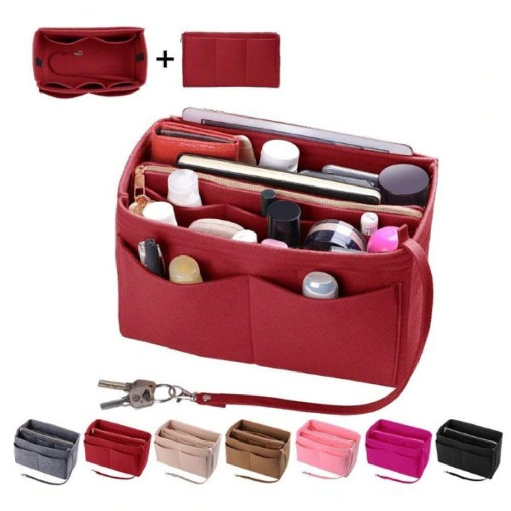 Insert/Organizer- Medium- Designer Handbags/Totes -Wine Red Style1 - Picture 2 of 10